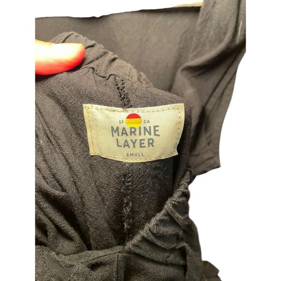 Marine Layer‎ Eloise Belted Jumpsuit Women Small Black Matte Tie Back Boho - Picture 5 of 9